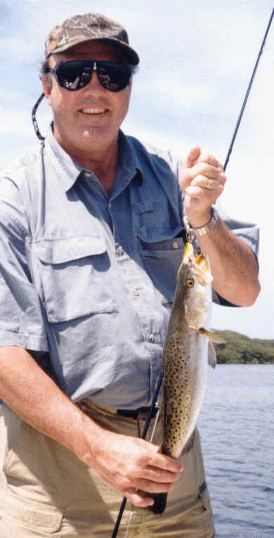 Speckled trout take flies and live bait